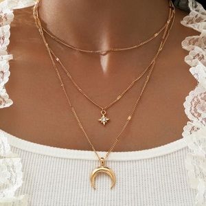 3 Layer Star and Moon Necklace
